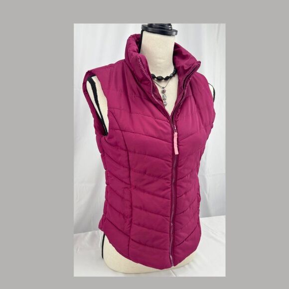 Aeropostale Magenta Chevron Quilted Puffer Vest | Slim Fit | Sz. M | 2369H016 - Picture 2 of 5